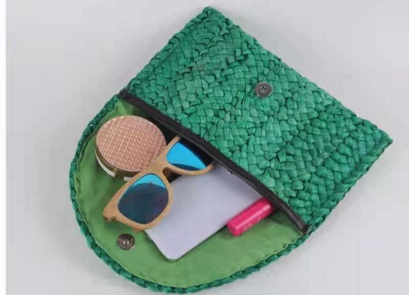 Women Pastoral Woven Design Straw Purse Clutch Bag