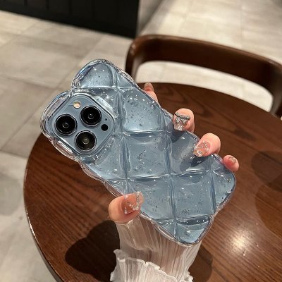 Women Fashion Transparent Rhomboid Three-Dimensional Silicone Apple Mobile Phone Protective Case
