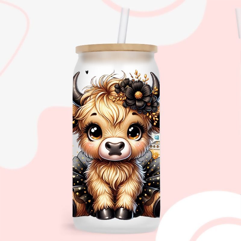 Cartoon Cute Letters Calf UV Transfer Glass Crystal Stickers