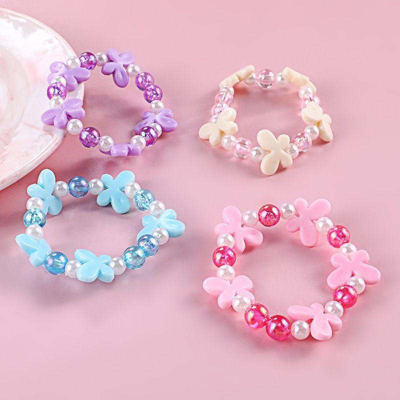 Kids Flower Butterfly Acrylic Princess Series Pink Bracelet Jewelry
