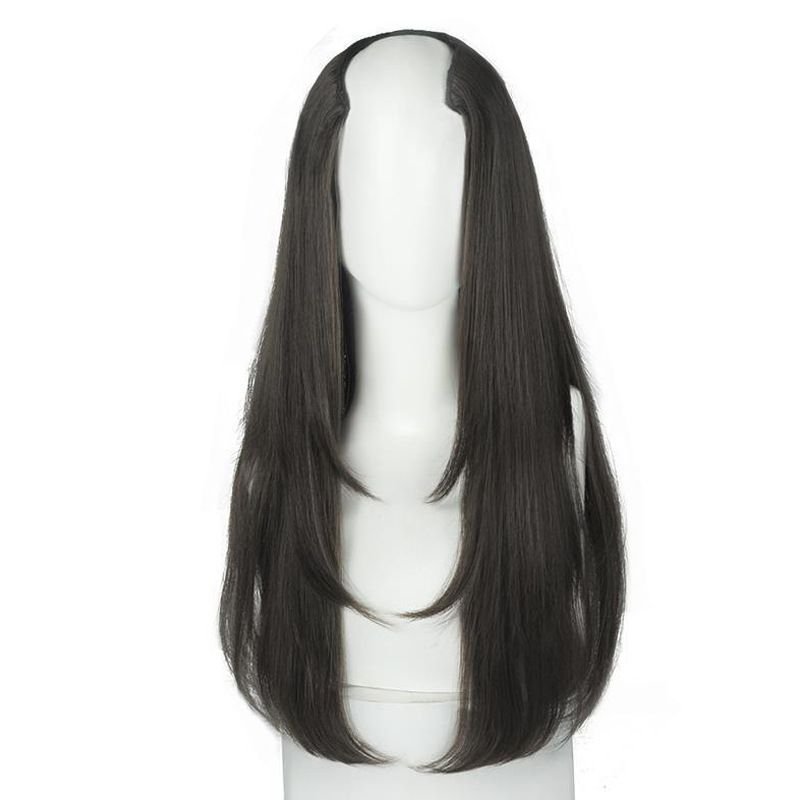 Wig Long Straight Hair V-Shaped One-Piece Hair Patch Extension