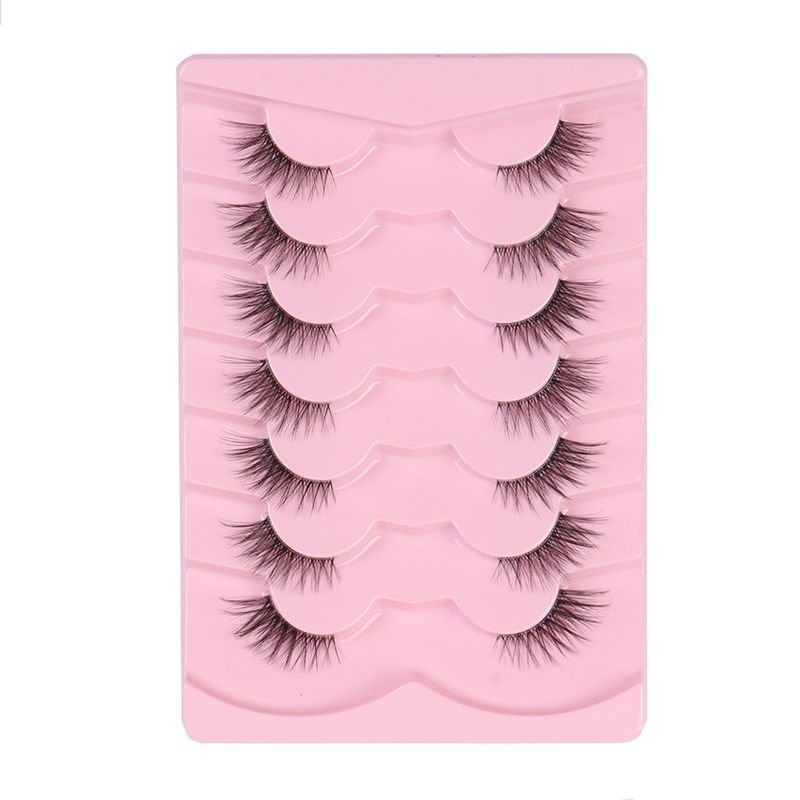 Women Natural Cat Eye Transparent Stem Eye Tail Elongated One-Piece False Eyelashes