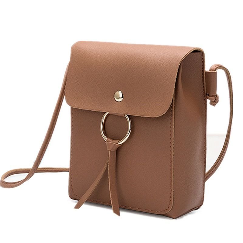Women Fashionable Simple Solid Color Flap Magnetic Buckle Square Crossbody Bag