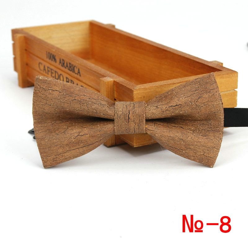 Men Retro Striped and Plaid Printed Cork Suit Bow Tie
