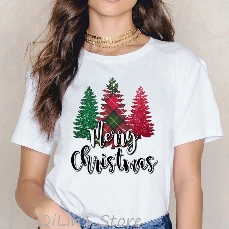 Merry Christmas Basic Women Short Sleeve Fashion Top T-Shirt