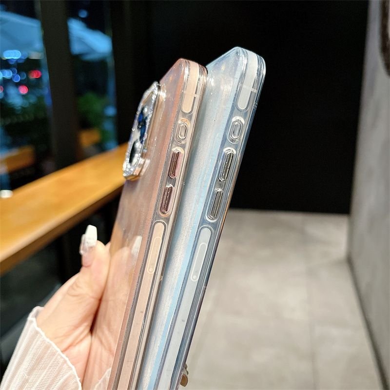 Women Fashion Star Water Ripple Flash Diamond Lens Apple Mobile Phone Protective Case