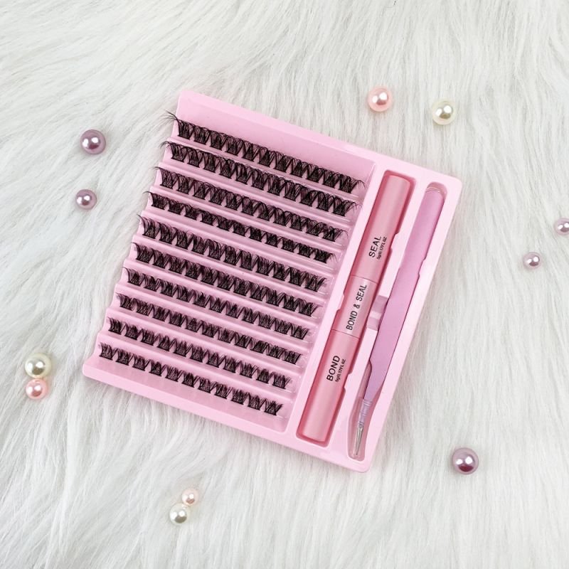 Women Large-Capacity Segmented Thick Self-Grafting Single-Cluster False Eyelash Set