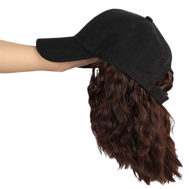 Women Fashion Sunshade Cap Wig Integrated Baseball Cap Fluffy Breathable Wig