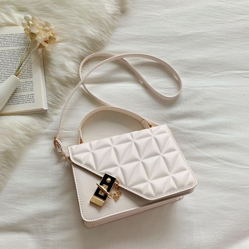 Women Rhombus Lattice Solid Color Crossbody Bag