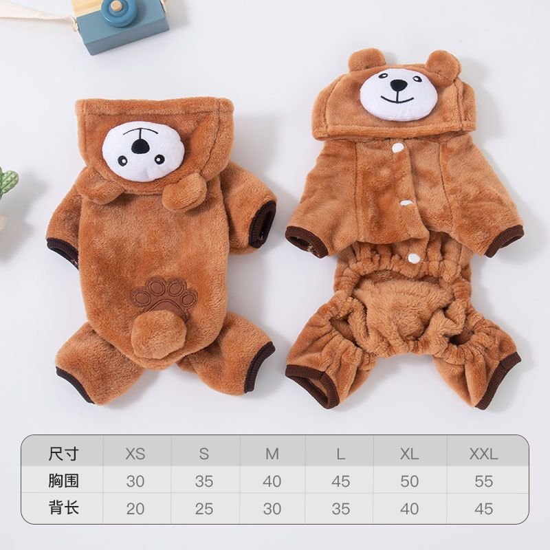 Autumn Winter Dog Clothes Warm Thickened Coral Fleece Pet Clothing