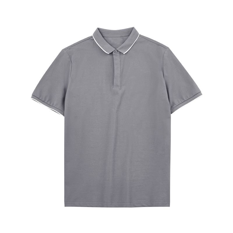 Men Simple Short-Sleeved Summer Stripe Contrast Lapel Polo Shirt Custom