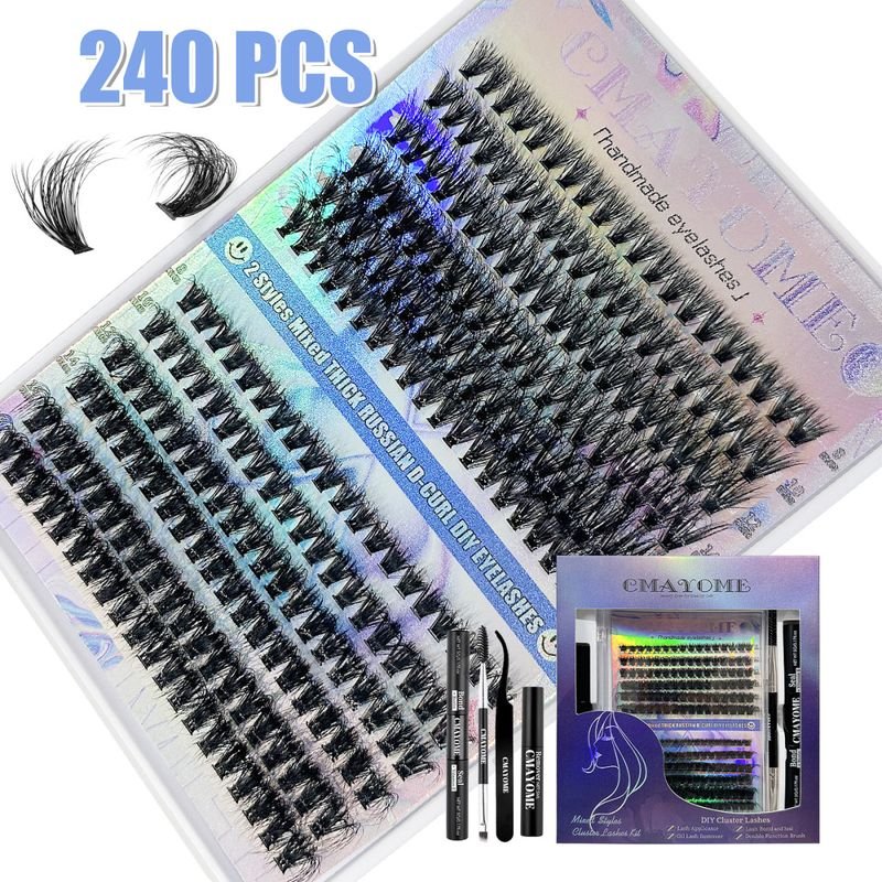 DIY Single Cluster Mixed Thick False Eyelashes