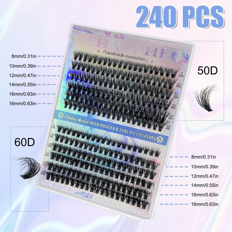 DIY Single Cluster Mixed Thick False Eyelashes