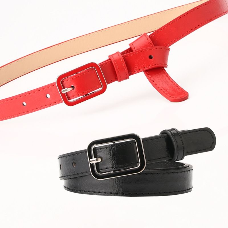 Women Fashion Oil Dropping Square Buckle Dress Decorative Belt