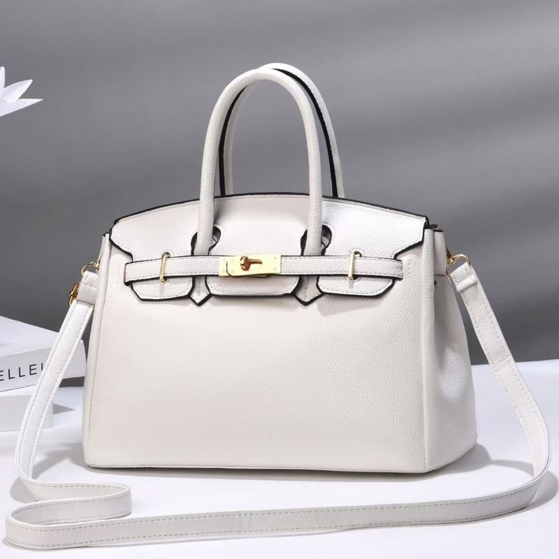 Women Fashion Bright Leather Crocodile-Print Large-Capacity Handle Shoulder Bag